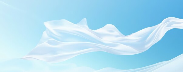 Obraz premium White fabric flowing gracefully against clear blue sky