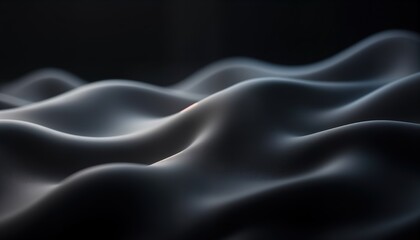 Obraz premium Abstract wavy grey, black background design with glowing effect. Smooth motion of dark forms creates dynamic visual. Modern tech style. Suitable for landing page presentation template. Futuristic,