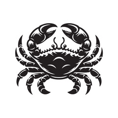 Black Color Crab silhouette design Vector Illustration, Solid White Background (7).eps