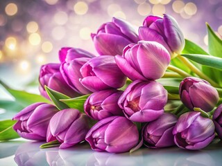 Obraz premium Surreal Purple Tulips on White Painted Background - Dreamy Floral Still Life Photography