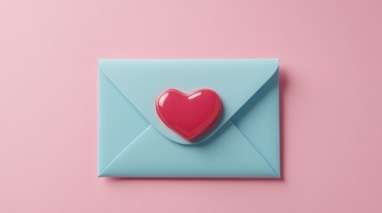 Minimalist envelope with a heart seal set against a pastel backdrop