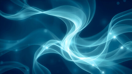 Abstract Texture with Turquoise Smoke and Glowing Particles. An ethereal swirl of glowing, turquoise smoke dances across a dark background, creating a mesmerizing and otherworldly scene.