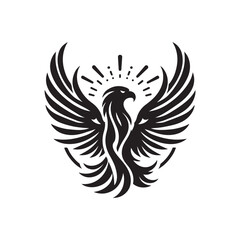 Black Color Eagle silhouette design Vector Illustration, Solid White Background