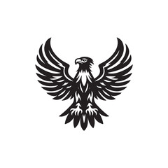 Black Color Eagle silhouette design Vector Illustration, Solid White Background