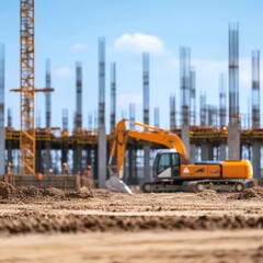 A construction site using only electric vehicles, reducing carbon emissions