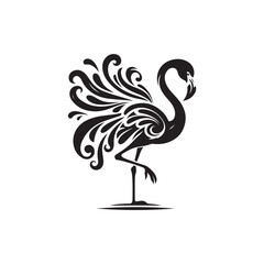 Black Color Flamingo silhouette design Vector Illustration, Solid White Background (2).eps