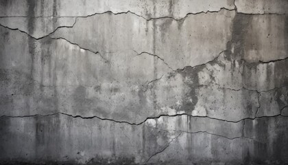 Obraz premium Eine stark rissige und verwitterte Betonwand mit deutlichen Spuren von Abnutzung, ideal für industrielle, urbane oder rustikale Designs. Generative KI.