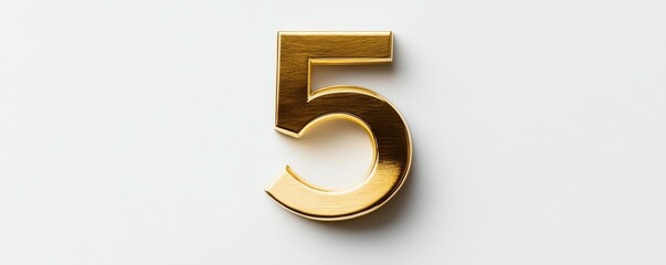 Golden number 5 artwork on white background with elegant design