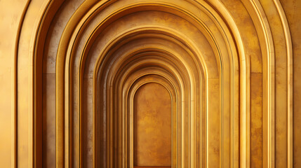 Fototapeta premium Golden wooden arches: a series of arched wooden doorways or entryways with a rich golden finish. Gilded Arch. Illustration
