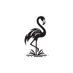 Black Color Flamingo silhouette design Vector Illustration, Solid White Background (10).eps
