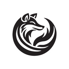 Black Color Fox silhouette design Vector Illustration, Solid White Background (4).eps