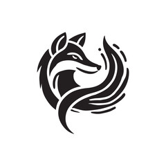 Naklejka premium Black Color Fox silhouette design Vector Illustration, Solid White Background (8).eps