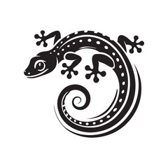 Black Color Gecko silhouette design Vector Illustration, Solid White Background (12).eps