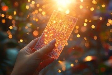 Hand holding a winning lottery ticket in sunlight