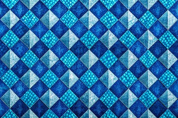 Two-Tone Blue Diamond Repeat Pattern Fabric Print Design - Conceptual Photography