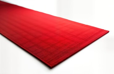Red carpet isolated on white background. Luxury fabric with gradient shades of red. Elegant material for special events. Stylish flooring. Perfect for high-end events, ceremonies. Suitable for