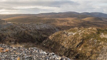 Arctic Norway hilly landscape in late autumn
