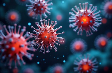 High-resolution illustration of natural killer cells attacking infected cells. Microscopic view of immune system cells targeting, destroying pathogens. Science-themed image of dynamic cells in