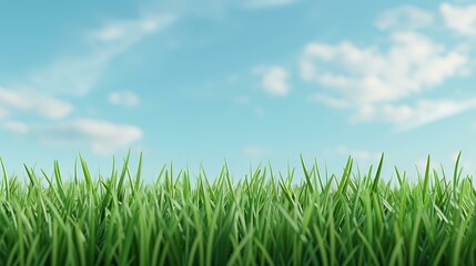 Lush green grass offers a vibrant backdrop, perfect for highlighting your text against a clear, bright blue sky.