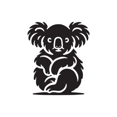 Black Color Koala silhouette design Vector Illustration, Solid White Background (1).eps