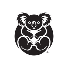 Black Color Koala silhouette design Vector Illustration, Solid White Background (2).eps