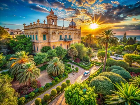 Verdala Palace & Buskett Gardens, Malta: Stunning Sunlit Palace Gardens Landscape Photography