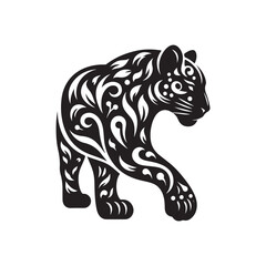 Black Color Leopard silhouette design Vector Illustration, Solid White Background (2).eps
