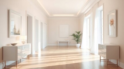 Fototapeta premium Interior of a Hallway with white blank board on wall 