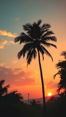 Palm Tree Silhouette at Sunset