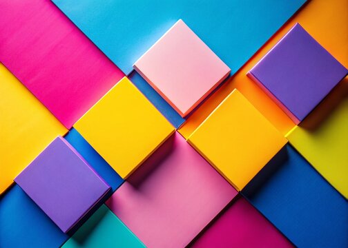 Vibrant Color Block Background for Product Photography - Blue, Purple, Pink, Yellow, Orange Rectangles