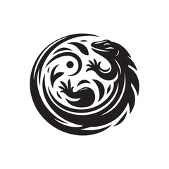 Black Color Lizard silhouette design Vector Illustration, Solid White Background (4).eps