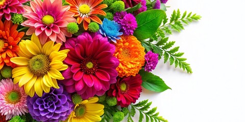 Vibrant Floral Corner Clipart: Colorful Flowers & Leaves for Design Projects