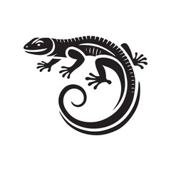 Black Color Lizard silhouette design Vector Illustration, Solid White Background (12).eps