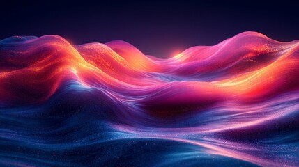 Fototapeta premium Abstract vibrant landscape with glowing waves.