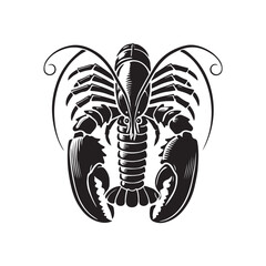 Black Color Lobster silhouette design Vector Illustration, Solid White Background (12).eps