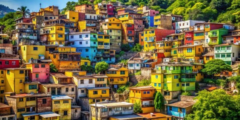 Naklejka premium Vibrant Macro Details of a Rio de Janeiro Favela: Textures, Colors, and Everyday Life