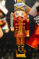 Vintage New Year and Christmas Glass Nutcracker Christmas Tree Decoration Figure as Winter Holiday...