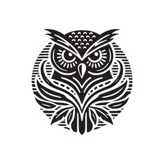 Black Color Owl silhouette design Vector Illustration, Solid White Background (2).eps