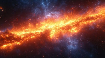 Obraz premium Fiery Cosmic Stream Across Dark Nebula