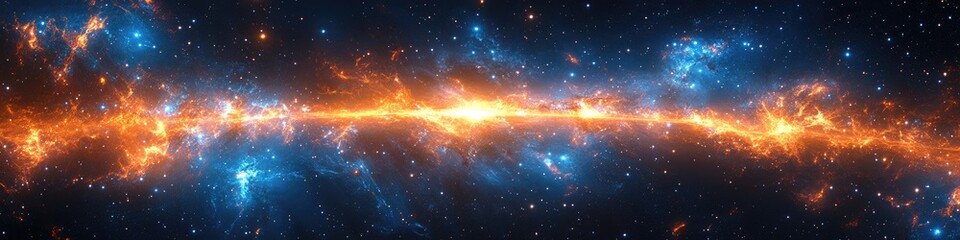 Obraz premium Fiery Cosmic Nebula in Vibrant Hues