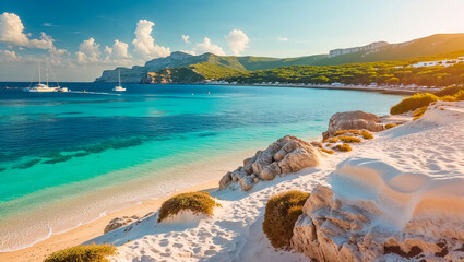 stunning nature, beach Ibiza Spain, sunny summer day