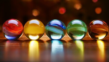 다채로운 색을 가진 구슬들이 줄지어 놓인 모습