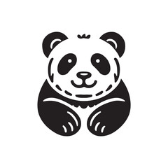 Black Color Panda silhouette design Vector Illustration, Solid White Background (6).eps