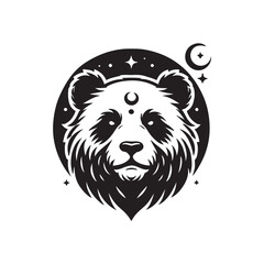 Black Color Panda silhouette design Vector Illustration, Solid White Background (8).eps