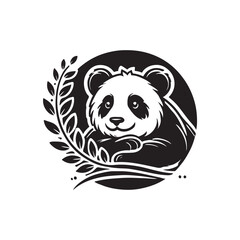 Black Color Panda silhouette design Vector Illustration, Solid White Background (11).eps