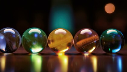 다채로운 색을 가진 구슬들이 줄지어 놓인 모습