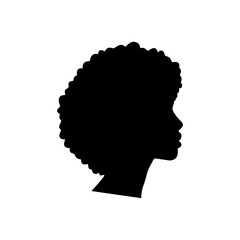Silhouette of African American young woman face profile, black woman vector illustration