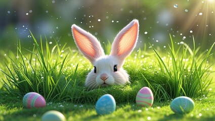easter bunny with easter eggs