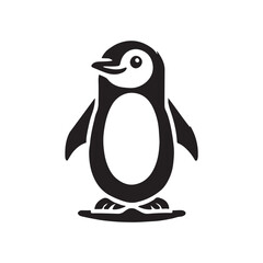 Black Color Penguin silhouette design Vector Illustration, Solid White Background (9).eps