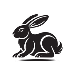 Black Color Rabbit silhouette design Vector Illustration, Solid White Background (5).eps